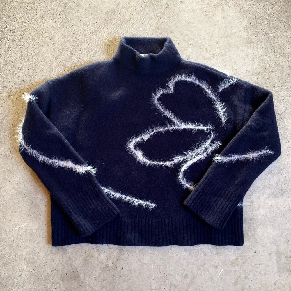 Jigsaw navy floral design mockneck sweater